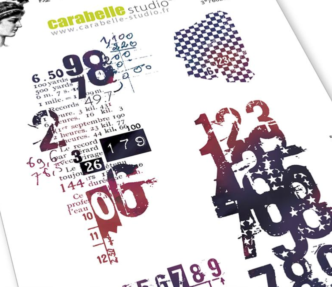 Rubber Cling Stamp A6 - Texture Avec Des Chiffres - Carabelle Studio