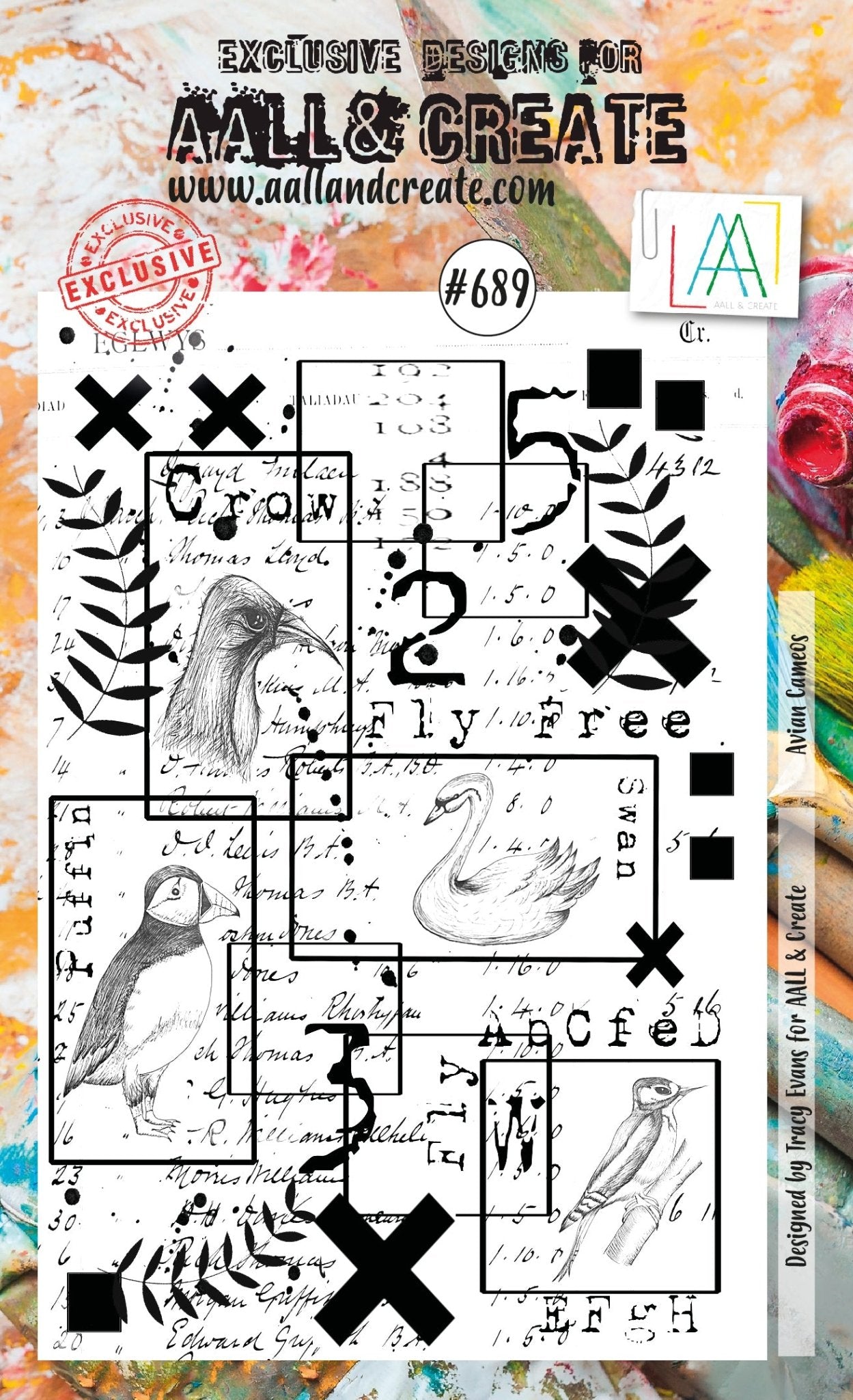 AALL and Create - Avian Cameos - A6 - Designer Tracy Evans - Clear Stamp Set - #689 Aall & Create