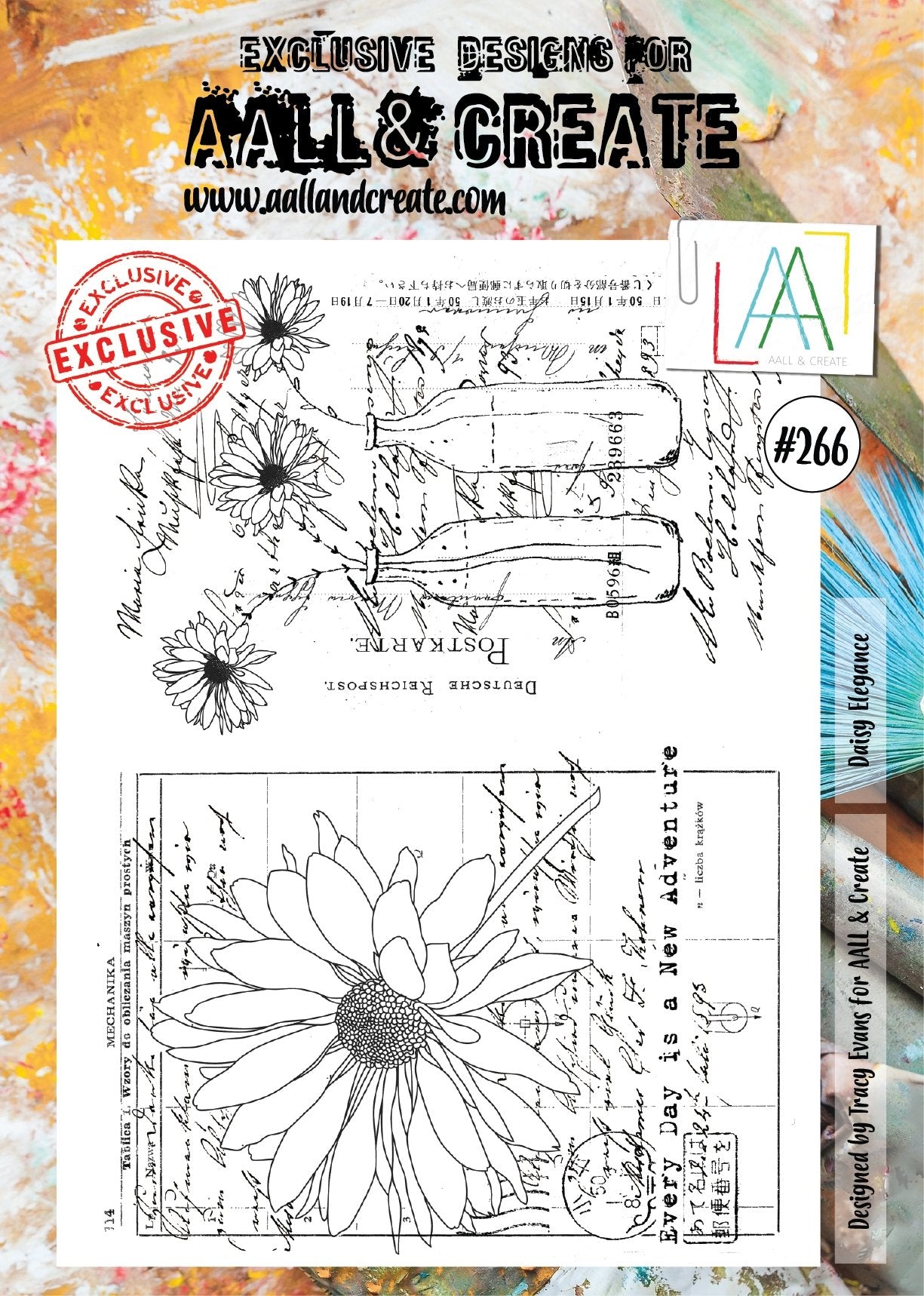 Aall and Create - Daisy Elegance - A4 - Designer Tracy Evans - Clear Stamp Set - #266 Aall & Create
