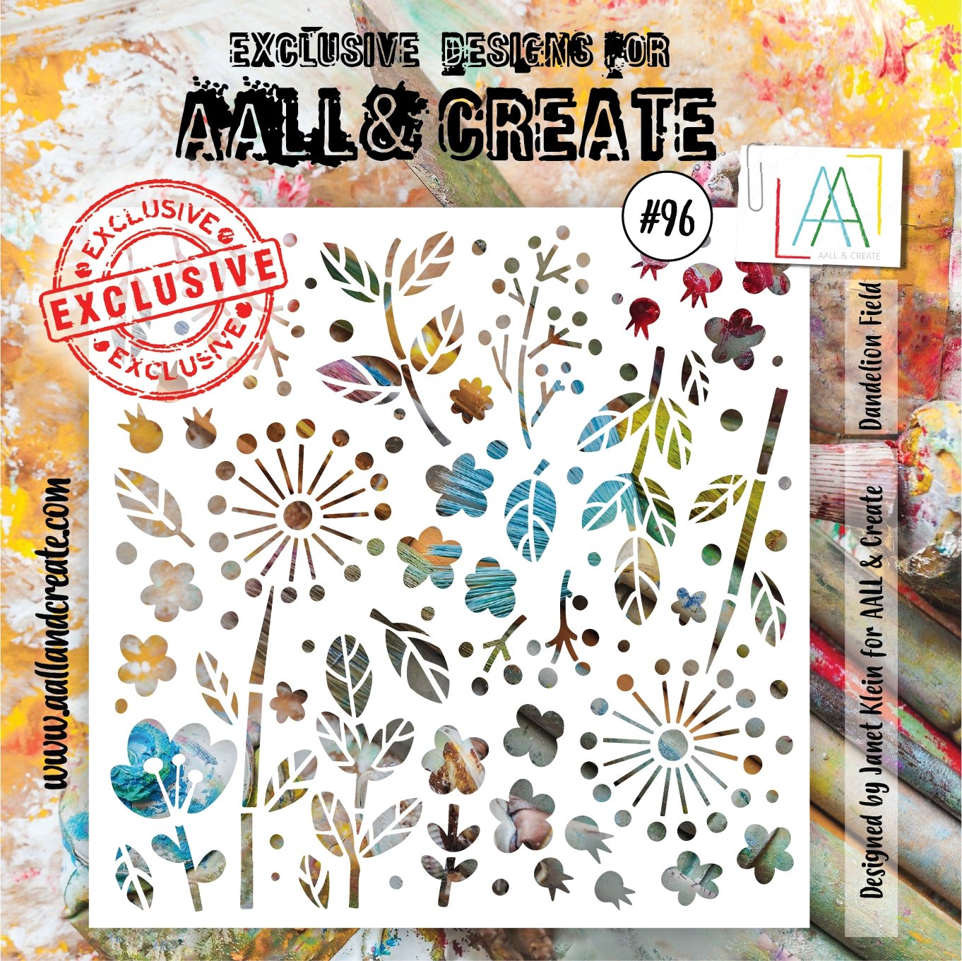Aall and Create - Dandelion Field - 6x6 - Designer Janet Klein - Stencil - #96 Aall & Create