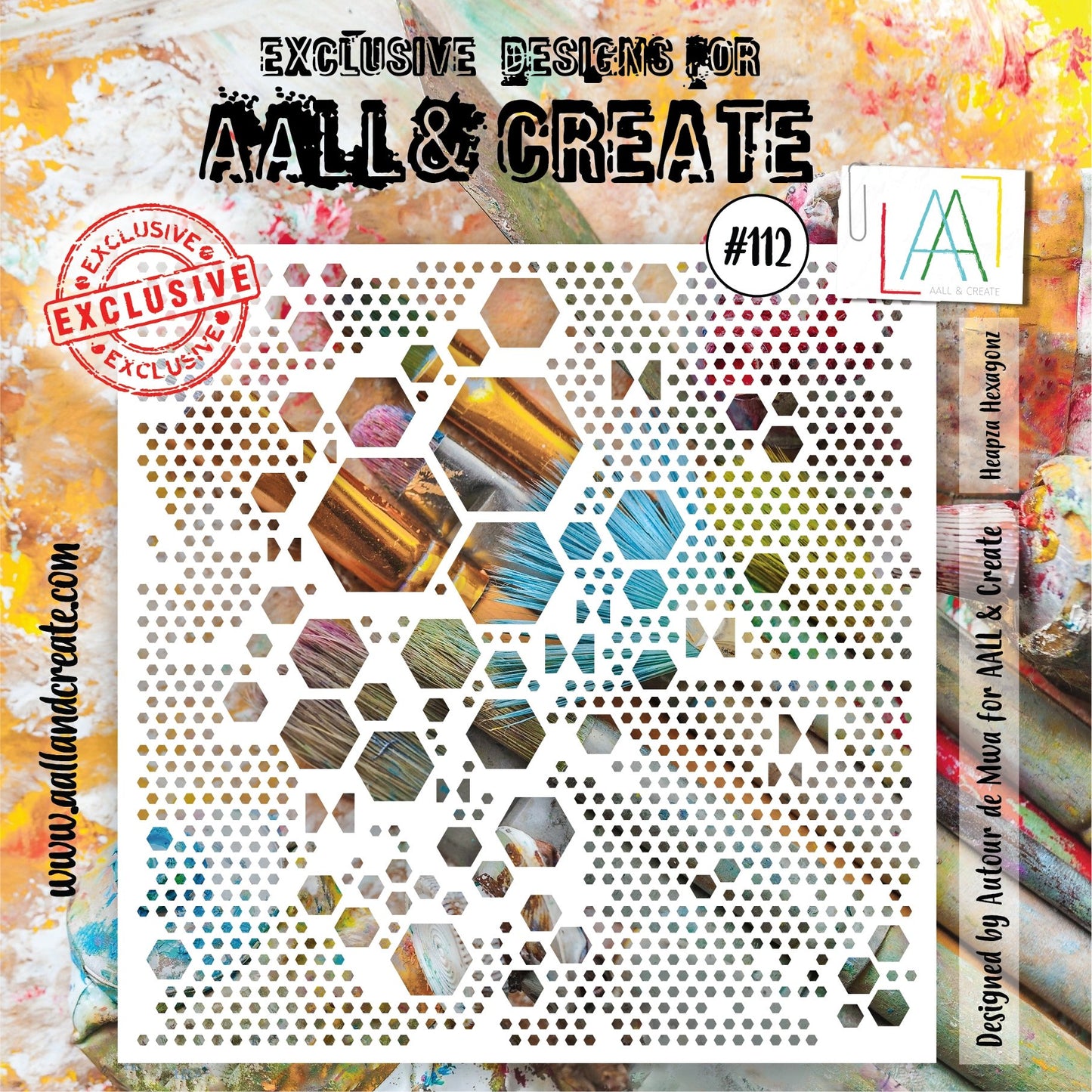 Aall and Create - Heaps Hexagonz - 6x6 - Designer Autour de Mwa - Stencil - #112 Aall & Create