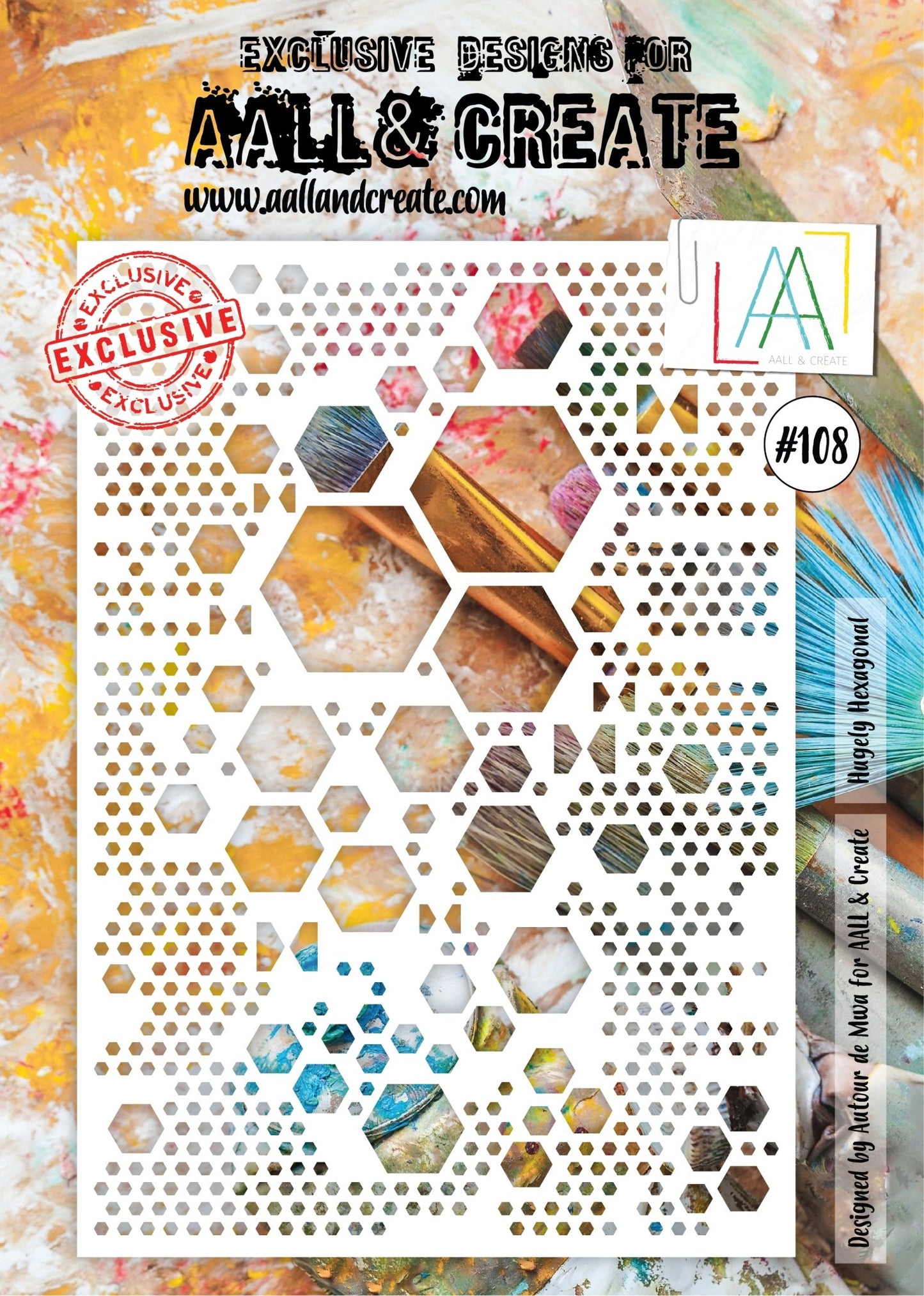 Aall and Create - Hugely Hexagonal - A4 - Designer Autour de Mwa - Stencil - #108 Aall & Create