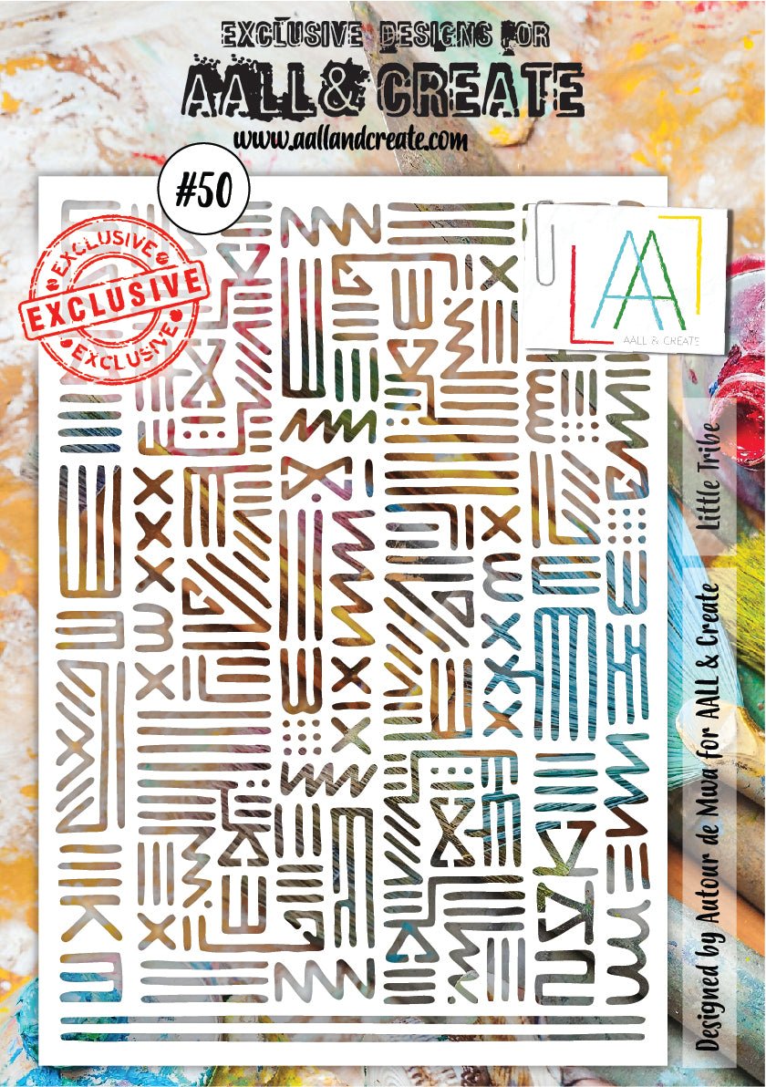 Aall and Create - Little Tribe - A6 - Autour de Mwa - Stencil - #50 - Messy Papercrafts
