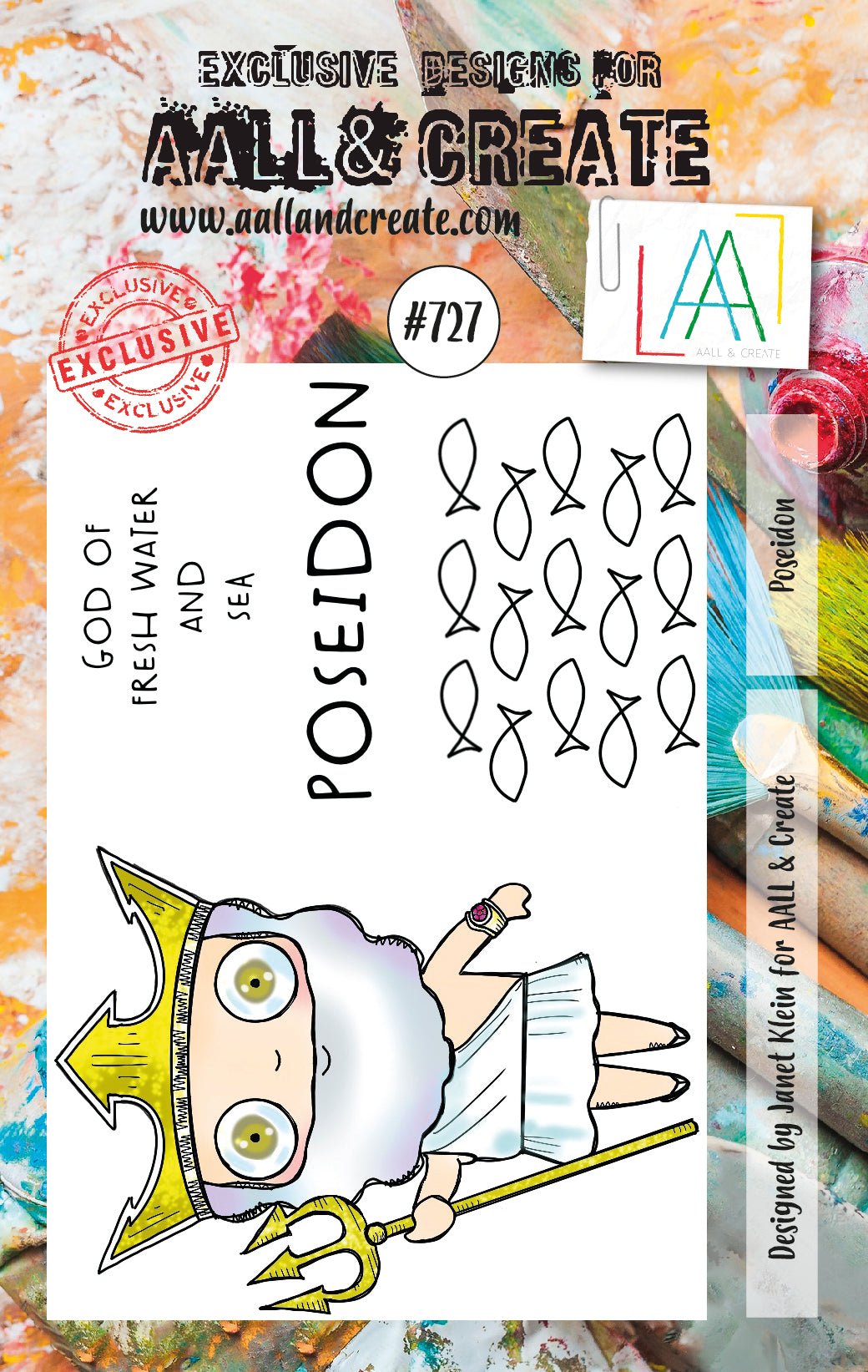 AALL and Create - Poseidon - A7 - Designer Janet Klein - Clear Stamp Set - #727 - Messy Papercrafts