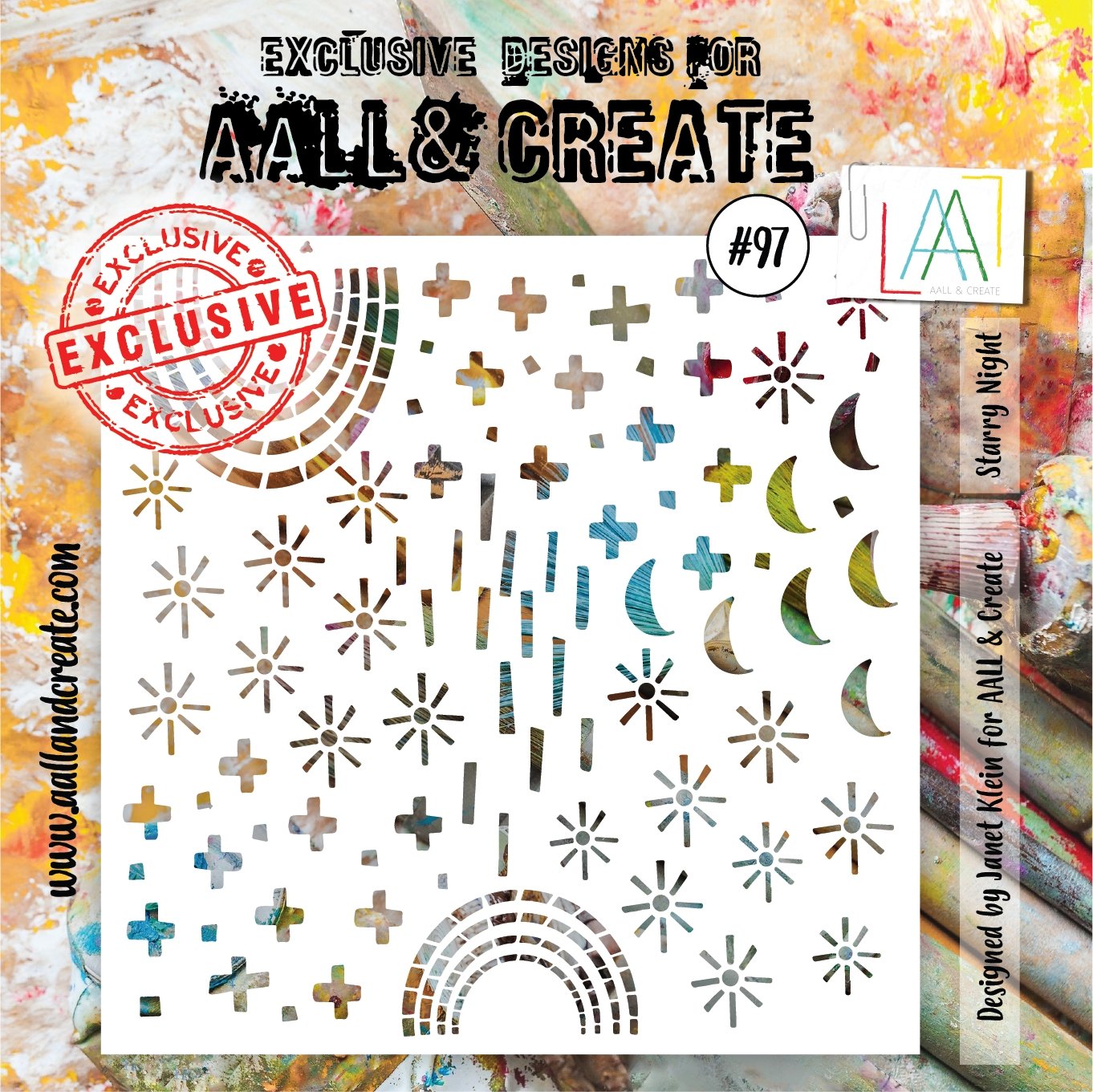 Aall and Create - Starry Night - 6x6 - Designer Janet Klein - Stencil - #97 Aall & Create