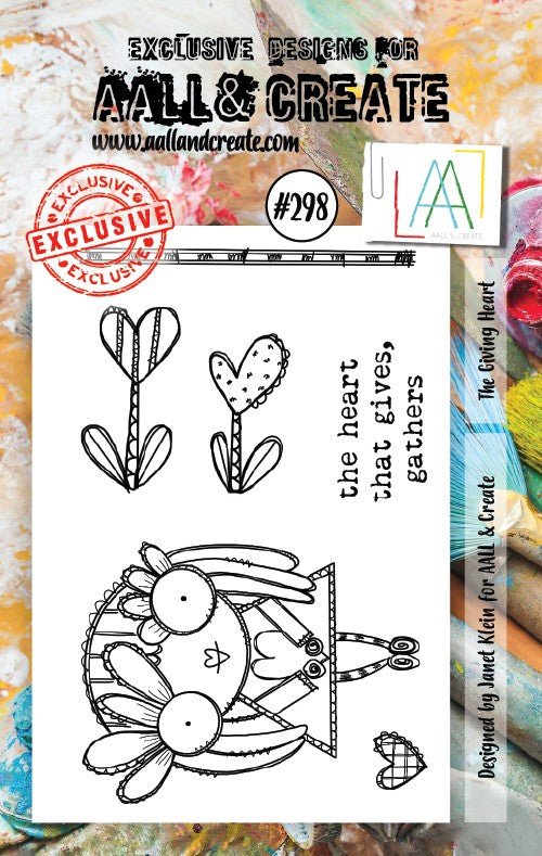 Aall and Create - The Giving Heart - A7 - Designer Janet Klein - Clear Stamp Set - #298 Aall & Create