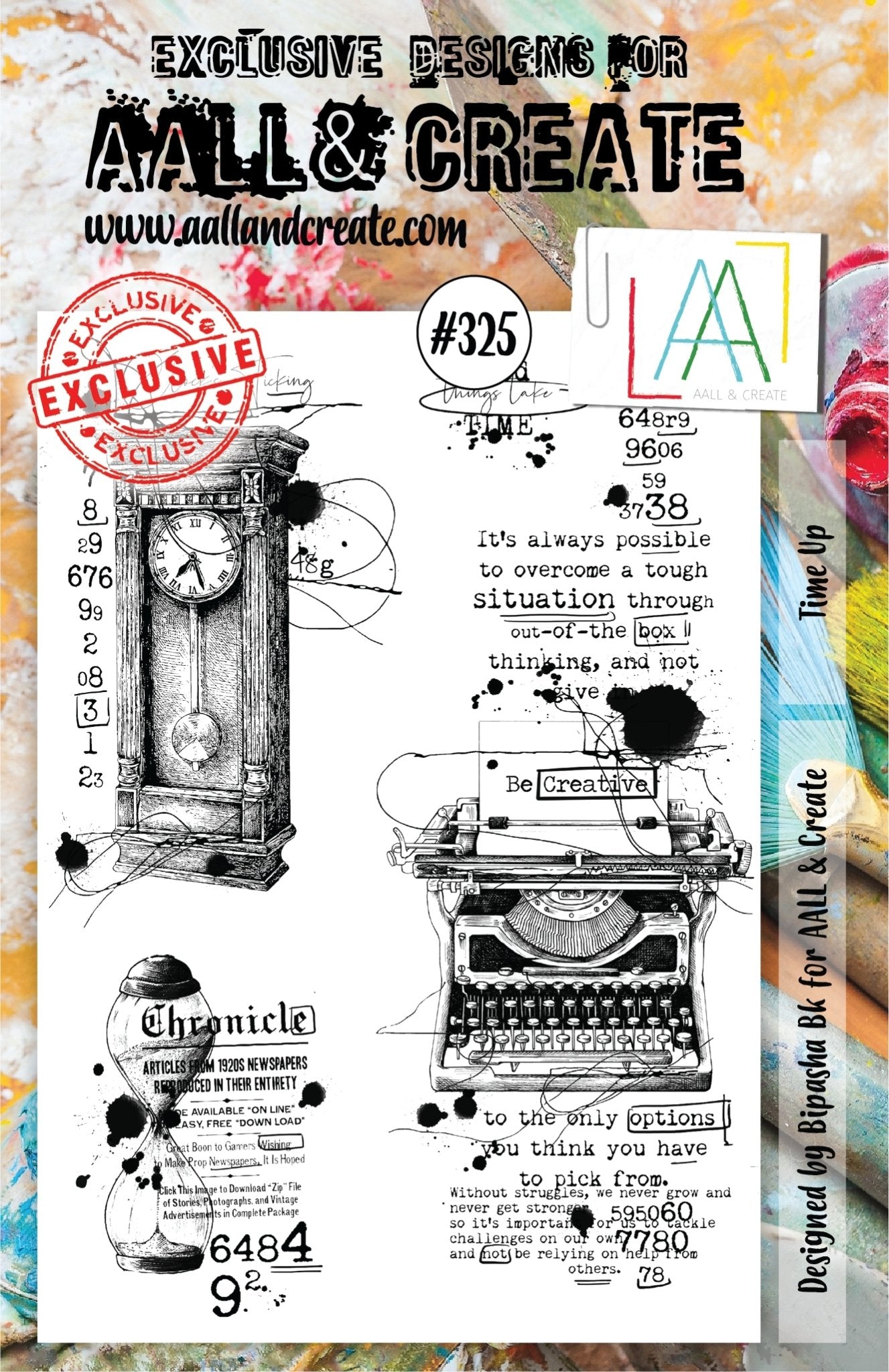 Aall and Create - Time Up - A5 - Designer Bipasha BK - Clear Stamp Set - #325 Aall & Create