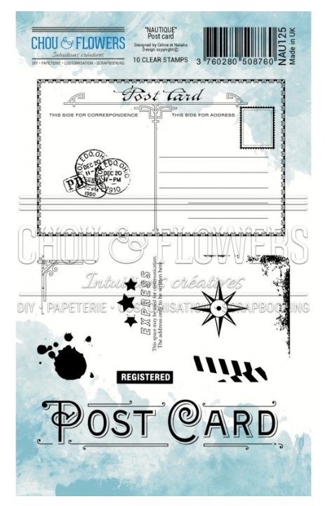 Chou and Flowers - CLEAR STAMP POSTCARD Chou and Flowers