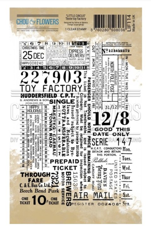 Chou and Flowers - CLEAR STAMP TEXT TOY FACTORY - 4 x 5.5 inch - Collection Little Circus Chou and Flowers