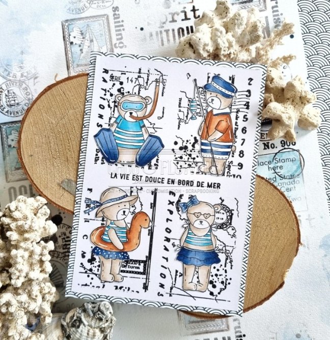 Chou and Flowers - EZ STAMP SNORKELING BEAR Chou and Flowers