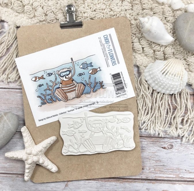 Chou and Flowers - EZ STAMP SNORKELING BEAR Chou and Flowers