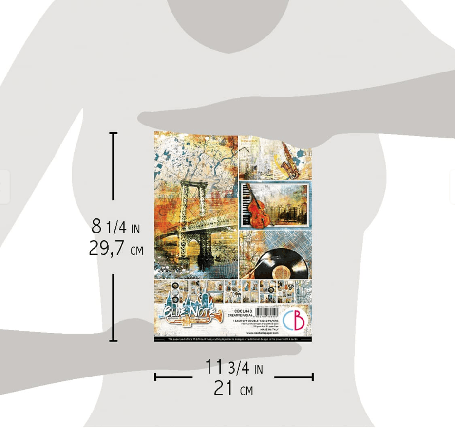 Ciao Bella - Blue Note - Double Sided Paper - A4 - Pack of 9 - Messy Papercrafts