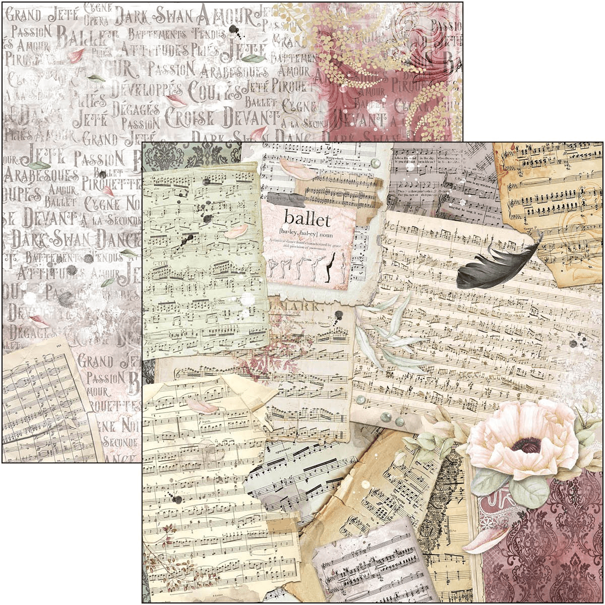 Ciao Bella - Le Cygne Noir - 12 x 12 - Patterns Pad - Messy Papercrafts