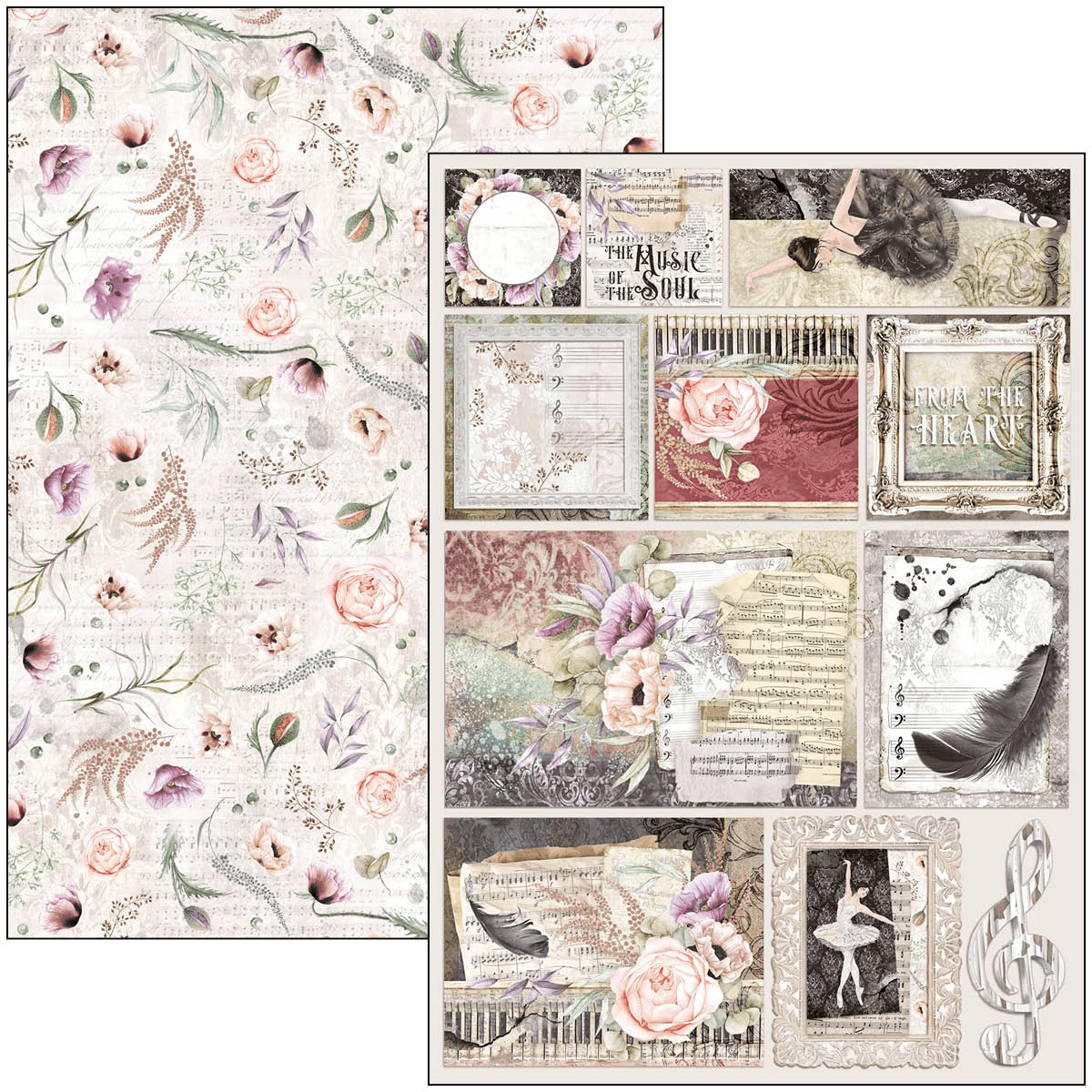 Ciao Bella - Le Cygne Noir - Double Sided Paper - A4 - Pack of 9 - Messy Papercrafts