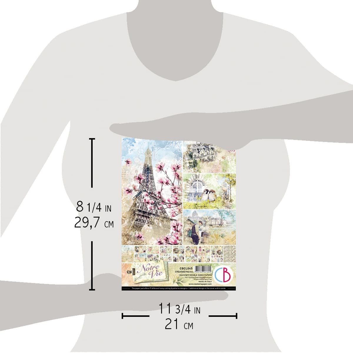 Ciao Bella - Notre Vie - Double Sided Paper - A4 - Pack of 9 Ciao Bella