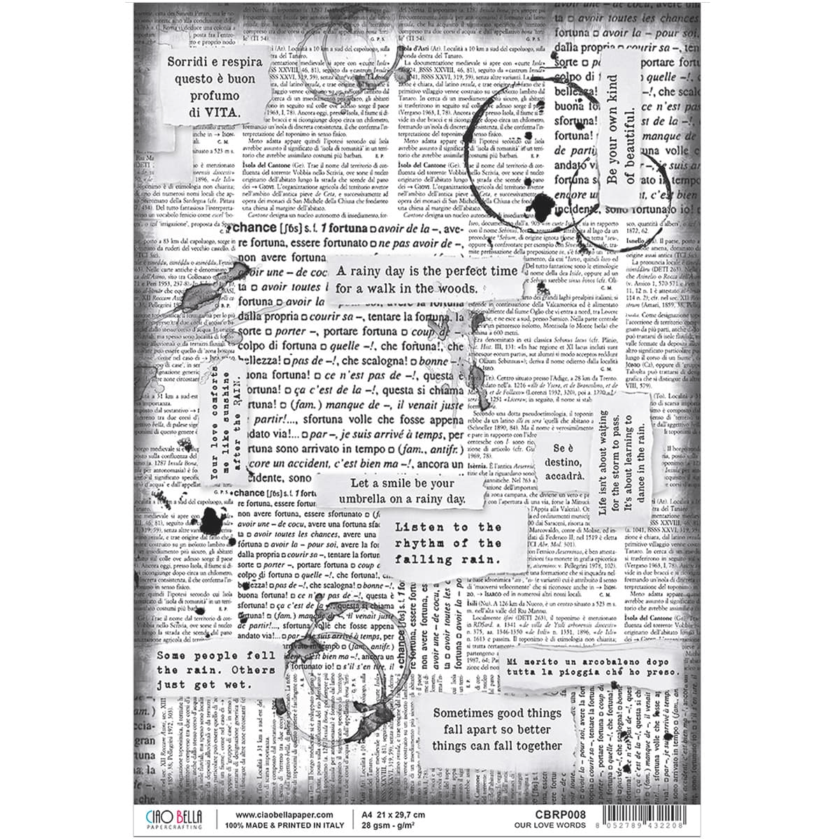 Ciao Bella - RICE PAPER A4 - OUR LOVE WORDS - Messy Papercrafts