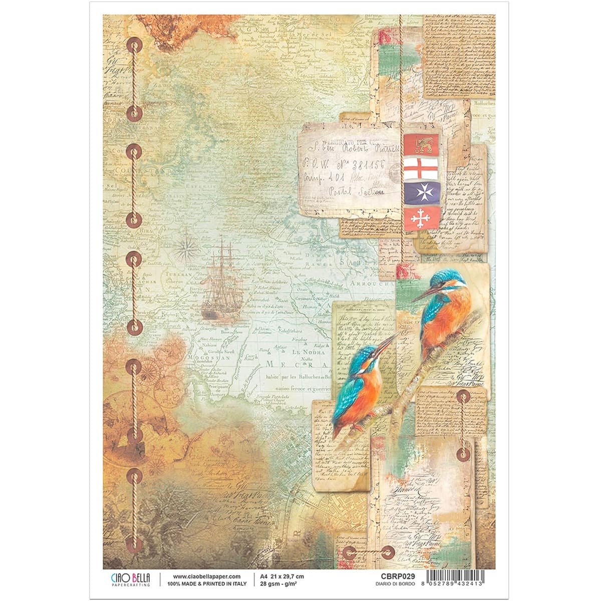 Ciao Bella - Rice Paper - A4 - Single Sheet - Diario Di Bordo Ciao Bella