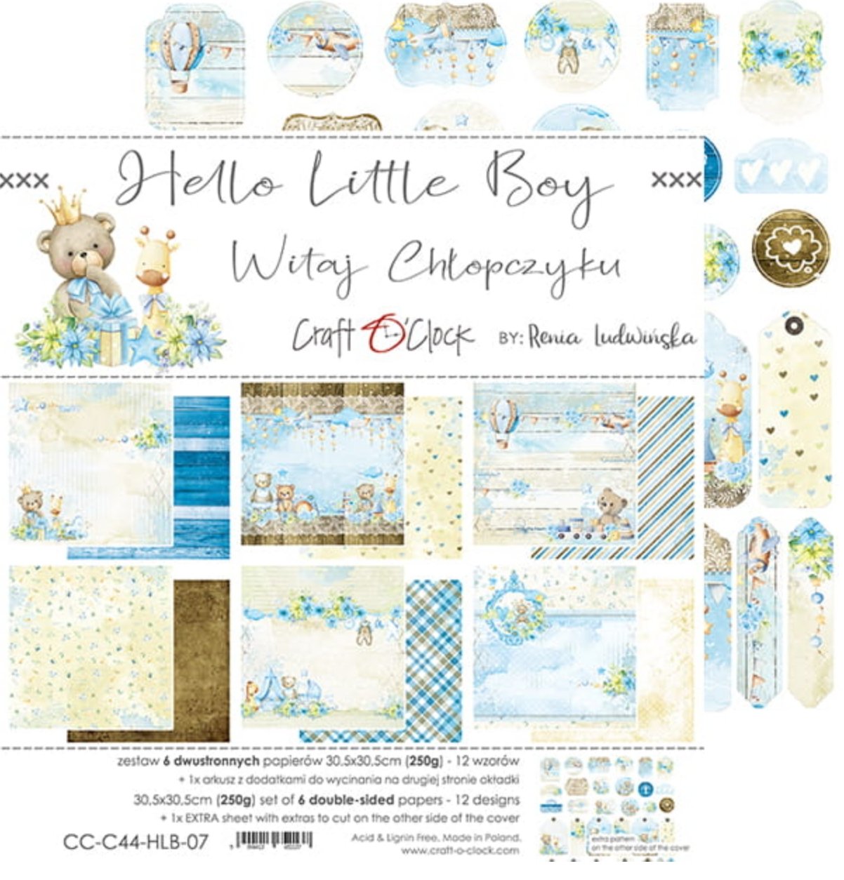 Craft O Clock - 12x12 Paper - Hello Little Boy - Baby’s First Year Craft O Clock
