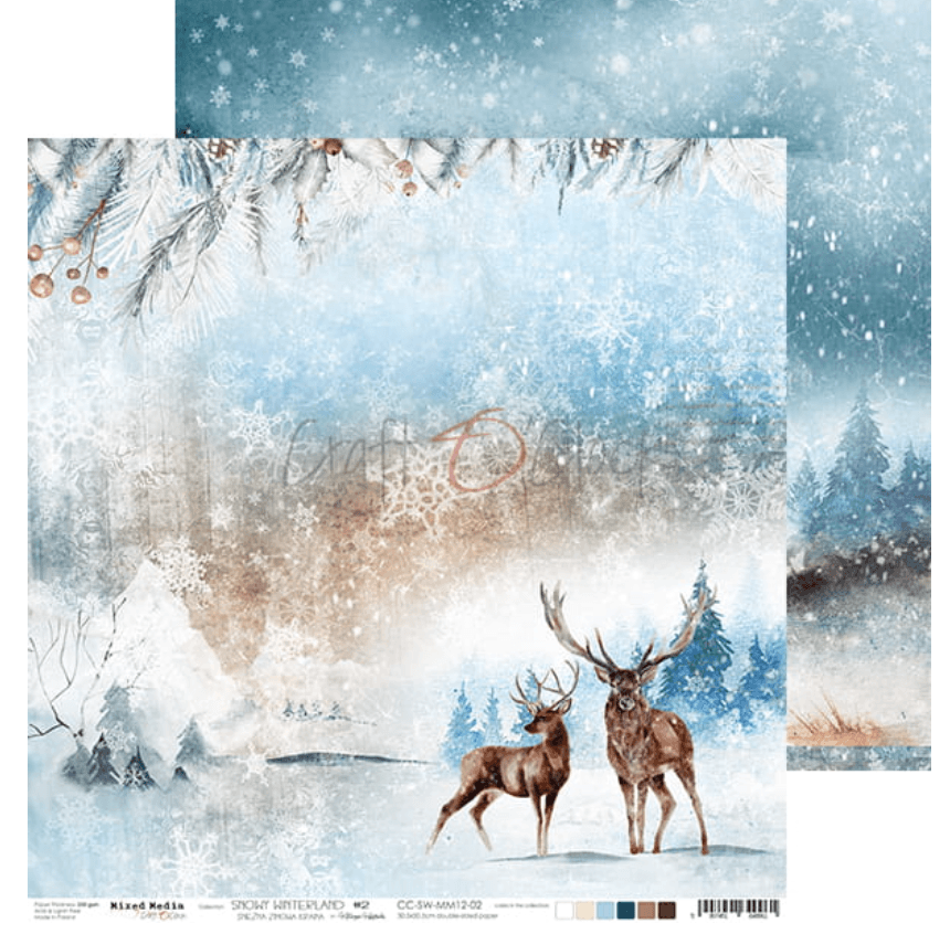 Craft O Clock - 12x12 Paper - Snowy Winterland - Mixed Media - Messy Papercrafts