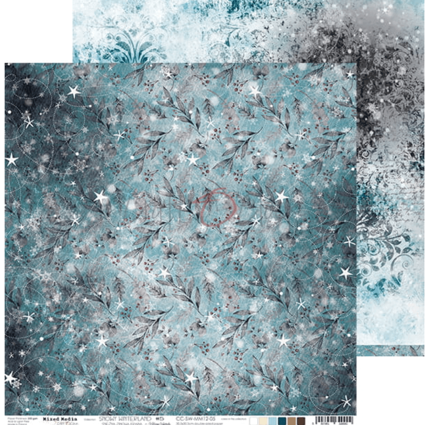 Craft O Clock - 12x12 Paper - Snowy Winterland - Mixed Media - Messy Papercrafts