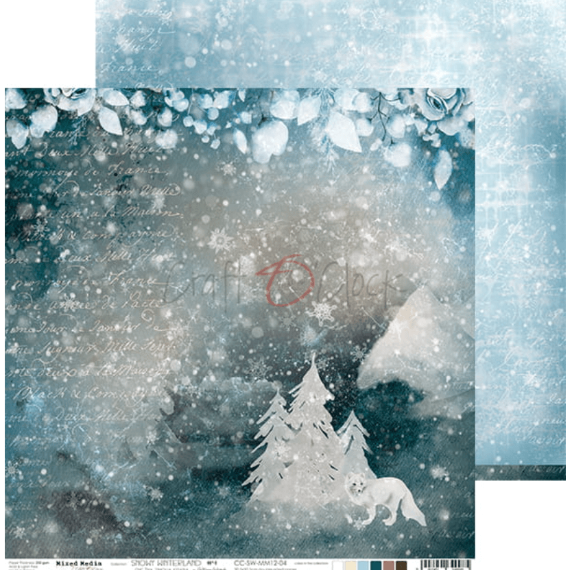 Craft O Clock - 12x12 Paper - Snowy Winterland - Mixed Media - Messy Papercrafts
