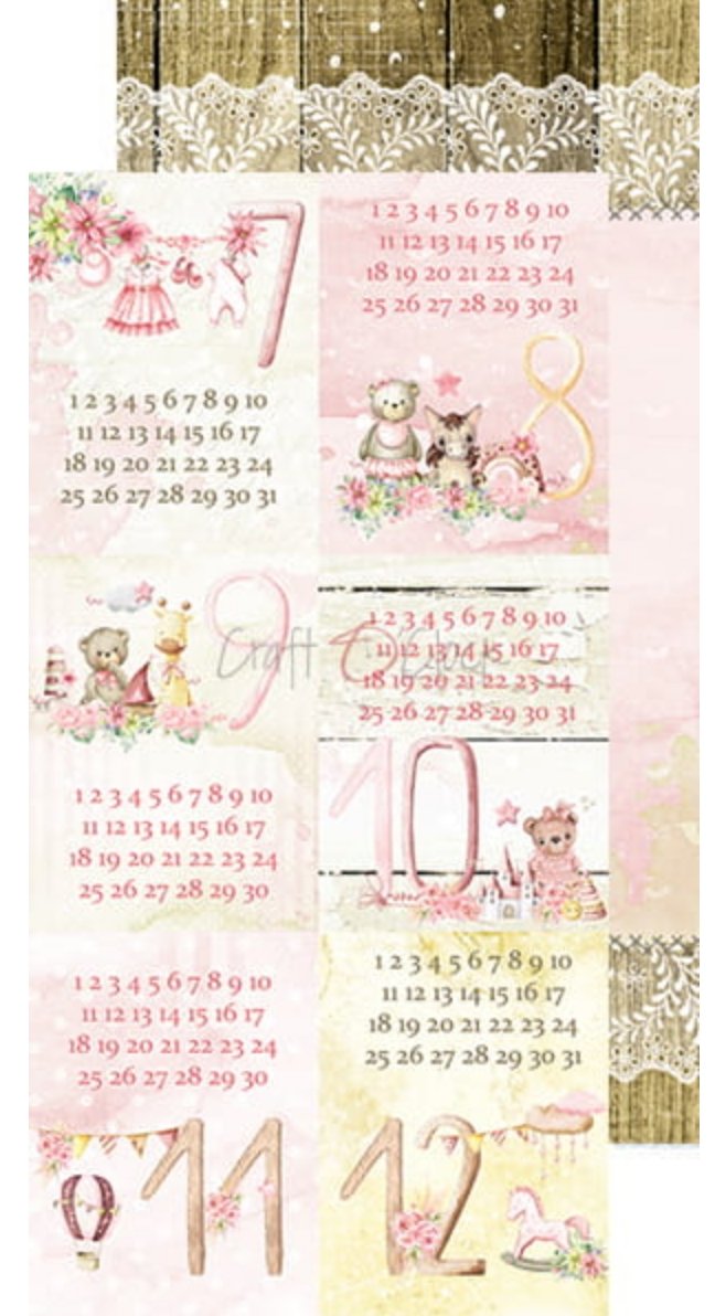 Craft O Clock - 6x12 Paper - Hello Little Girl - Album / Junk Journal - Baby’s First Year Craft O Clock