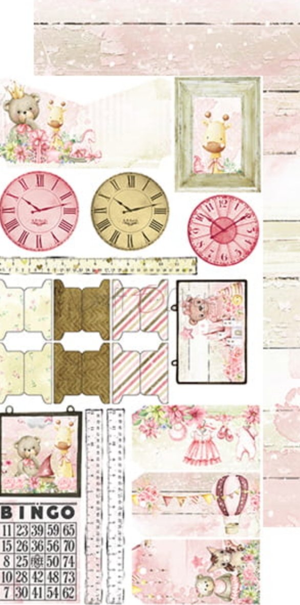 Craft O Clock - 6x12 Paper - Hello Little Girl - Album / Junk Journal - Baby’s First Year Craft O Clock