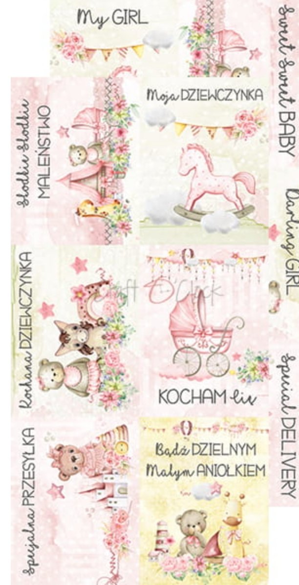 Craft O Clock - 6x12 Paper - Hello Little Girl - Album / Junk Journal - Baby’s First Year Craft O Clock