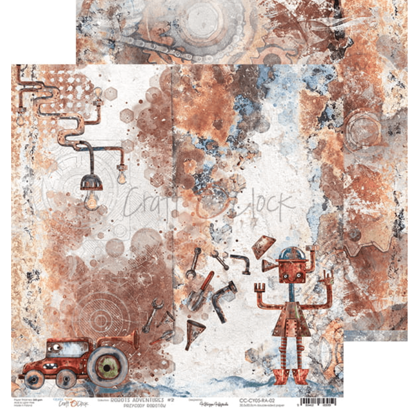 Craft O Clock - 6x6 Paper - Robots Adventures - Mixed Media - Messy Papercrafts