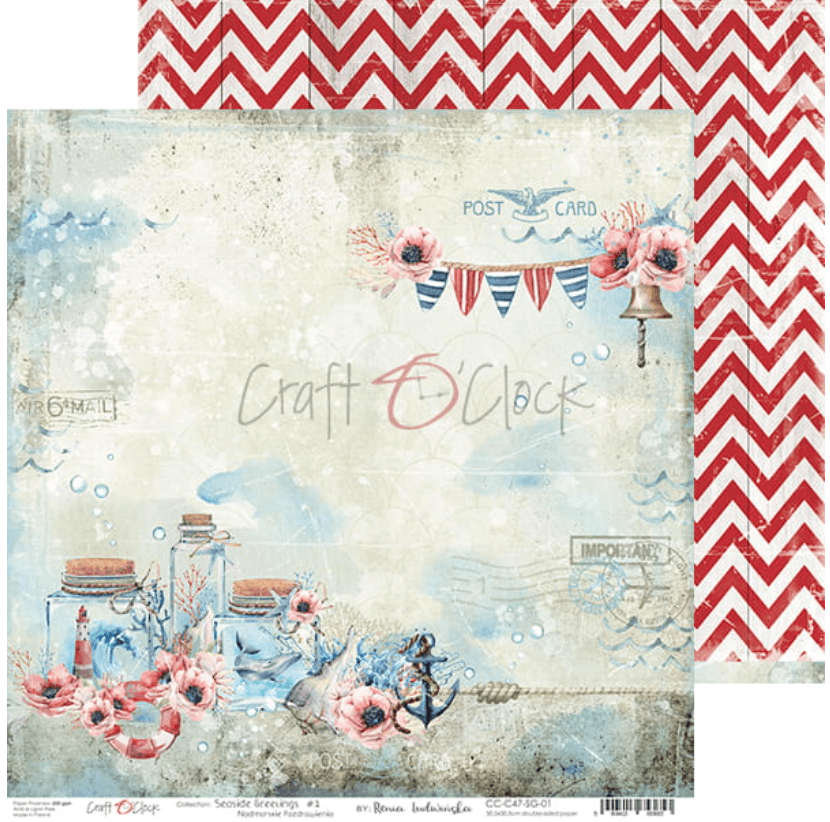 Craft O Clock - 6x6 Paper - Seaside Greetings - Mixed Media - Messy Papercrafts