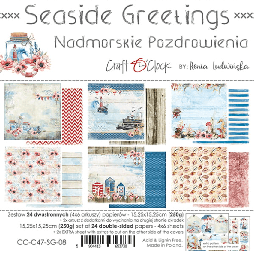 Craft O Clock - 6x6 Paper - Seaside Greetings - Mixed Media - Messy Papercrafts