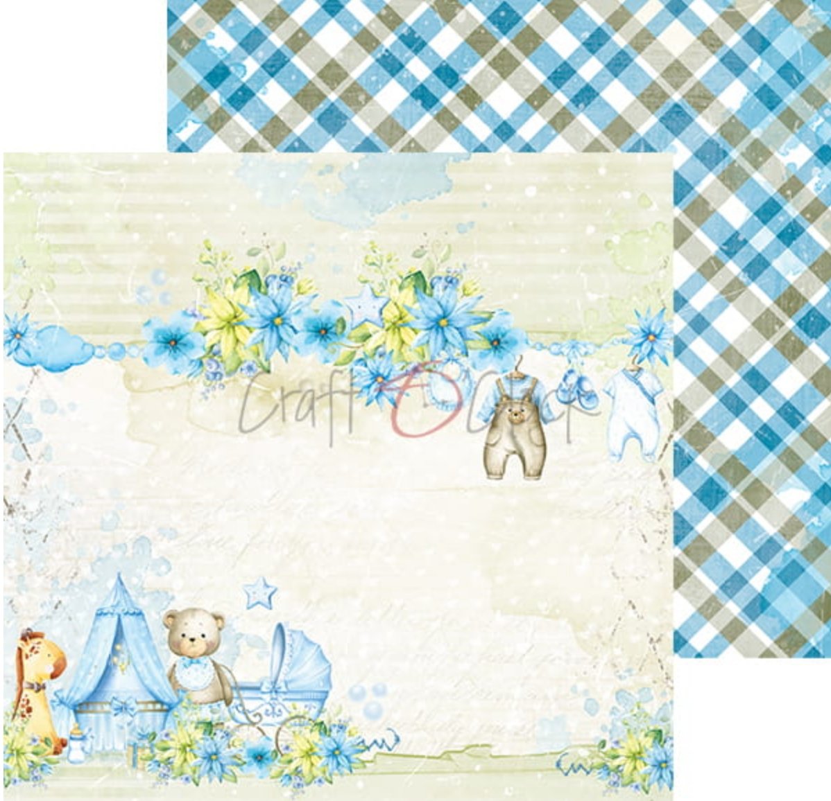 Craft O Clock - 8x8 Paper - Hello Little Boy - Baby's First Year Craft O Clock