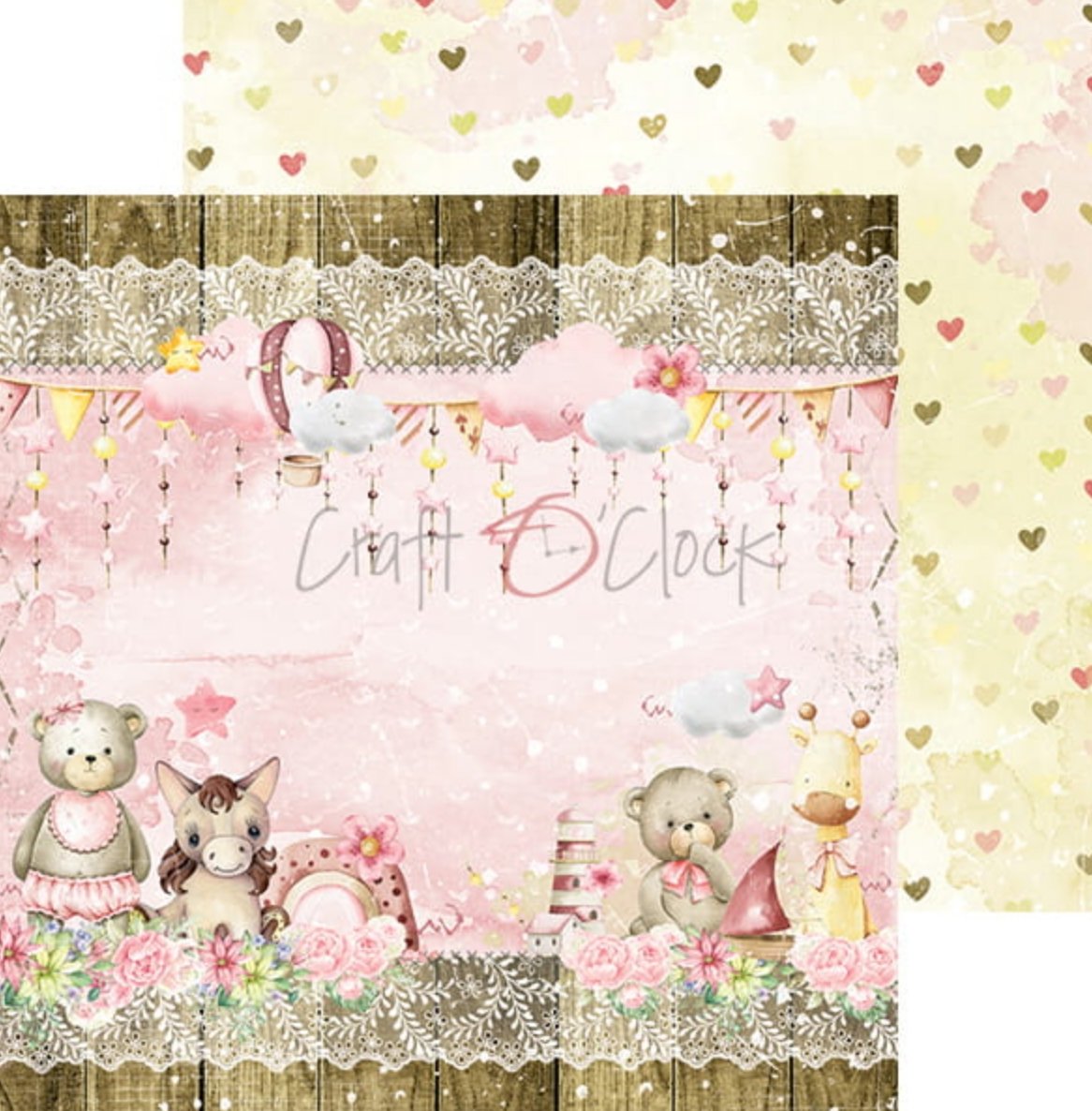 Craft O Clock - 8x8 Paper - Hello Little Girl - Baby's First Year Craft O Clock