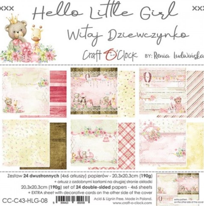 Craft O Clock - 8x8 Paper - Hello Little Girl - Baby's First Year Craft O Clock