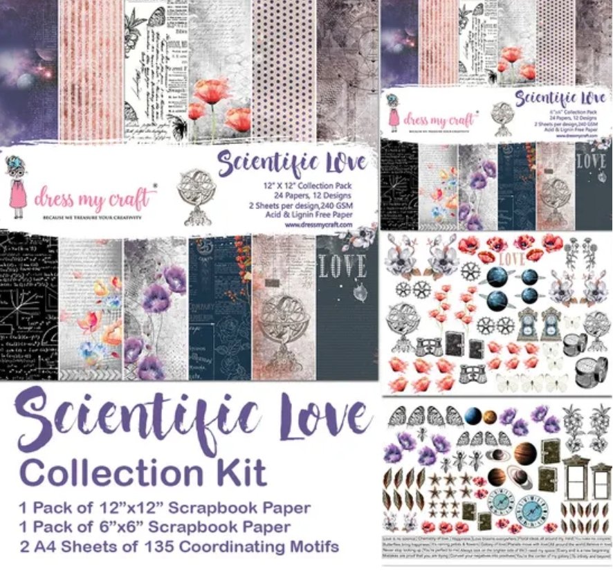Dress My Craft Single-Sided Paper Pad 6"x6" 24/Pkg-Scientific Love Dress My Craft Single-Sided Paper Pad 6"x6" 24/Pkg-Scientific Love