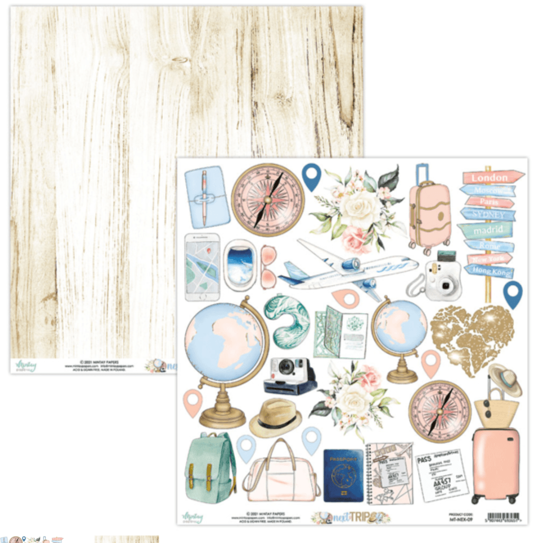 Mintay Papers - 12 x 12 Paper Set - Next Trip - Messy Papercrafts