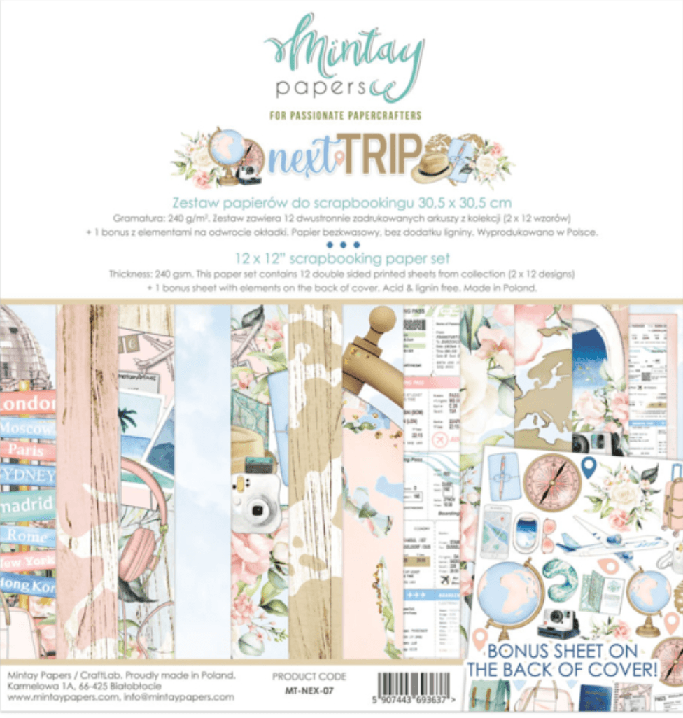 Mintay Papers - 12 x 12 Paper Set - Next Trip - Messy Papercrafts