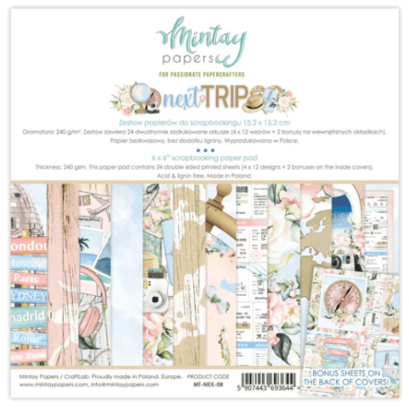 Mintay Papers - 6 x 6 Paper Set - Next Trip - Messy Papercrafts