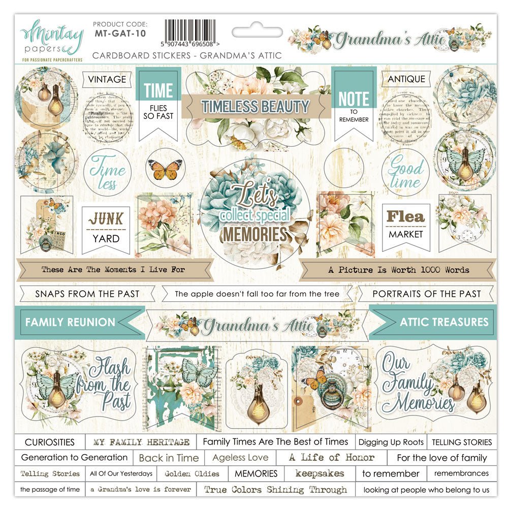 Mintay Papers - Grandma's Attic - 12 x 12 Cardboard Stickers - Messy Papercrafts