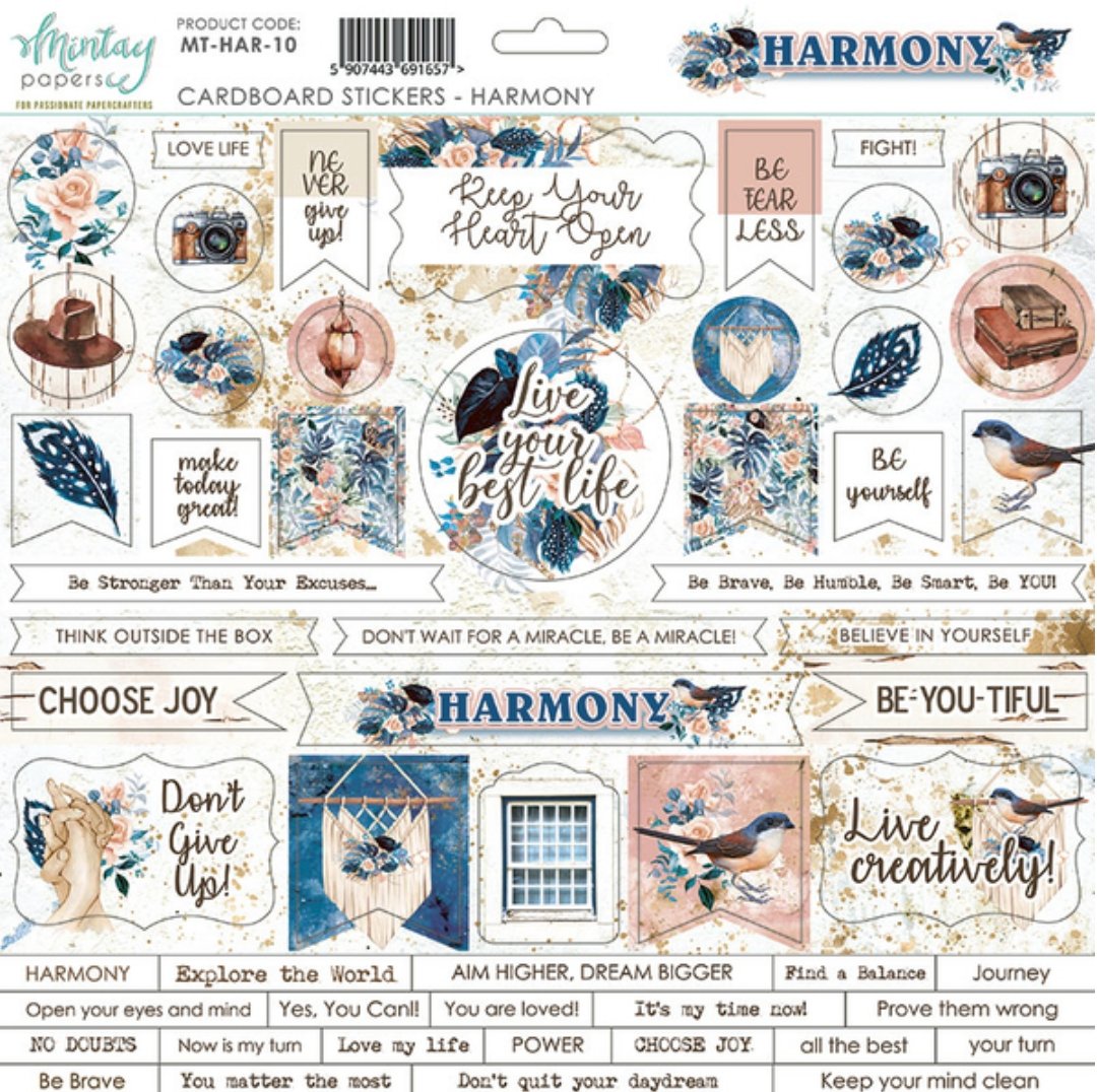 Mintay Papers - Harmony - Cardboard Stickers - 12x12 Inch Mintay