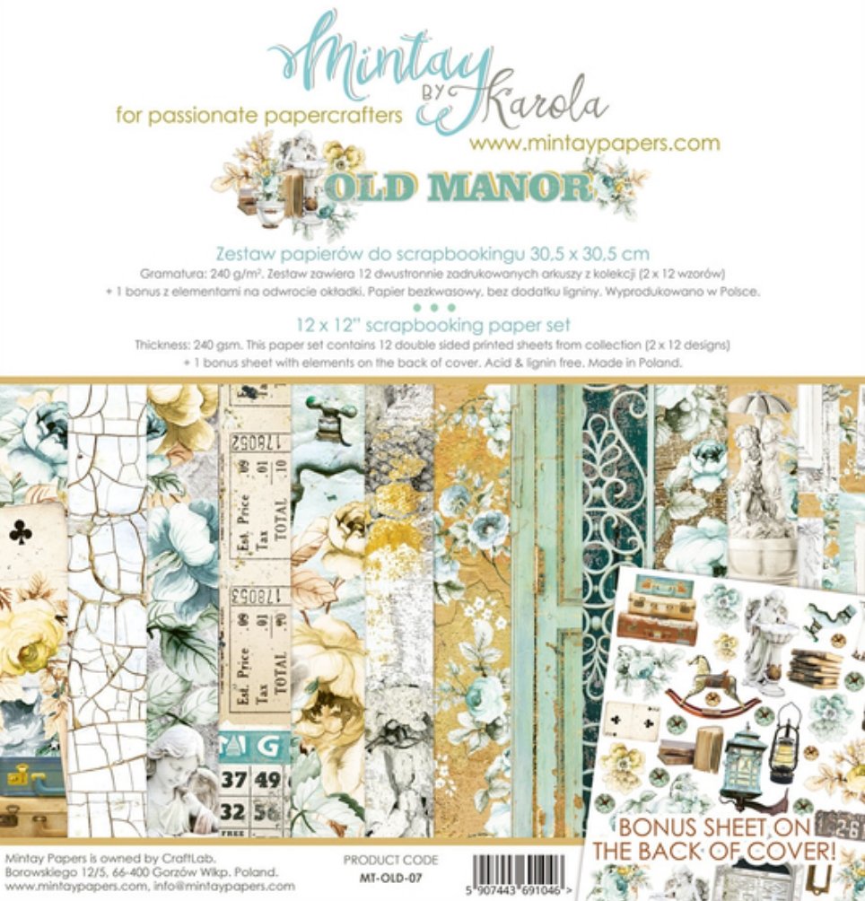 Mintay Papers - Old Manor - 12x12 inch Scrapbook Paper - Messy Papercrafts