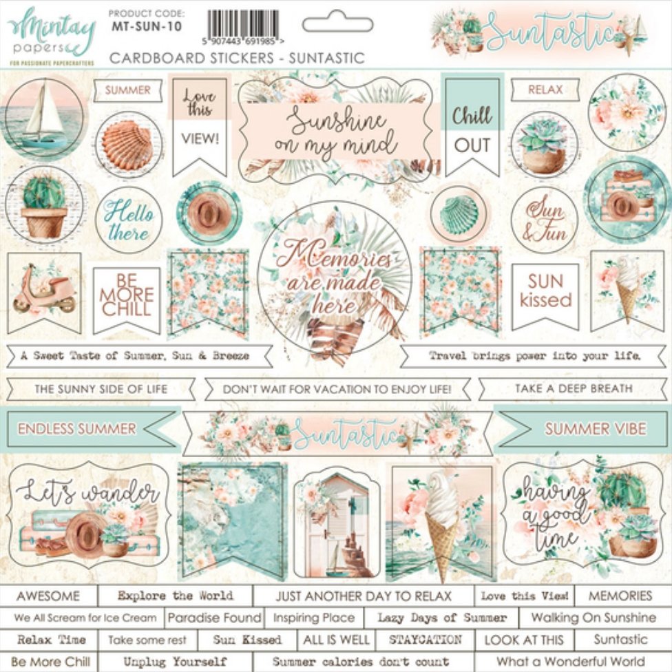 Mintay Papers - Suntastic - Cardboard Stickers - 12x12 Inch Mintay