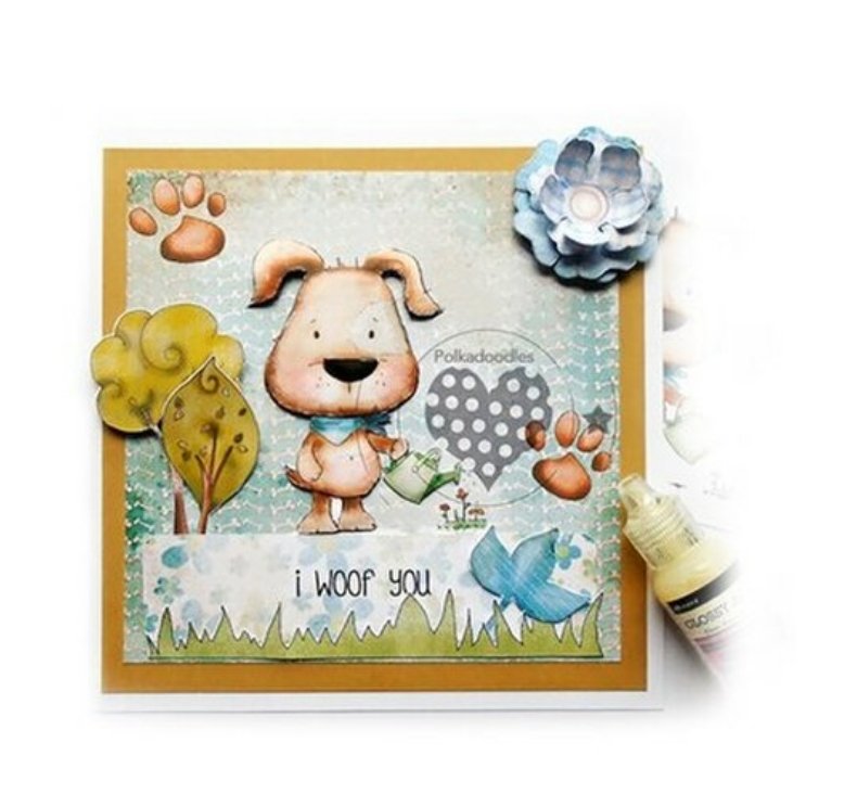 Polkadoodles - Fuzzypuffs Scruff Watering Can - Clear Stamp Set - 3x5 Inch Polkadoodles