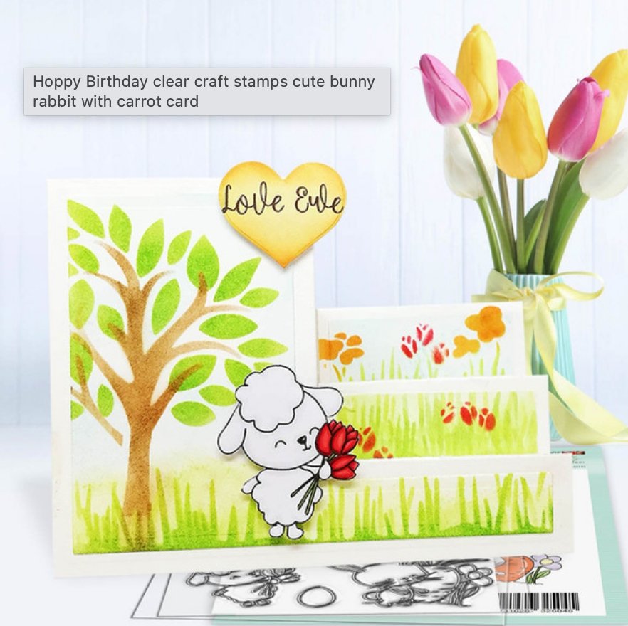 Polkadoodles - Hoppy Birthday Clear Craft Stamps - 4x6 Inch Polkadoodles