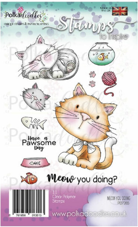 Polkadoodles - Meow You Doing Kitty Cat Clear Stamp set Polkadoodles