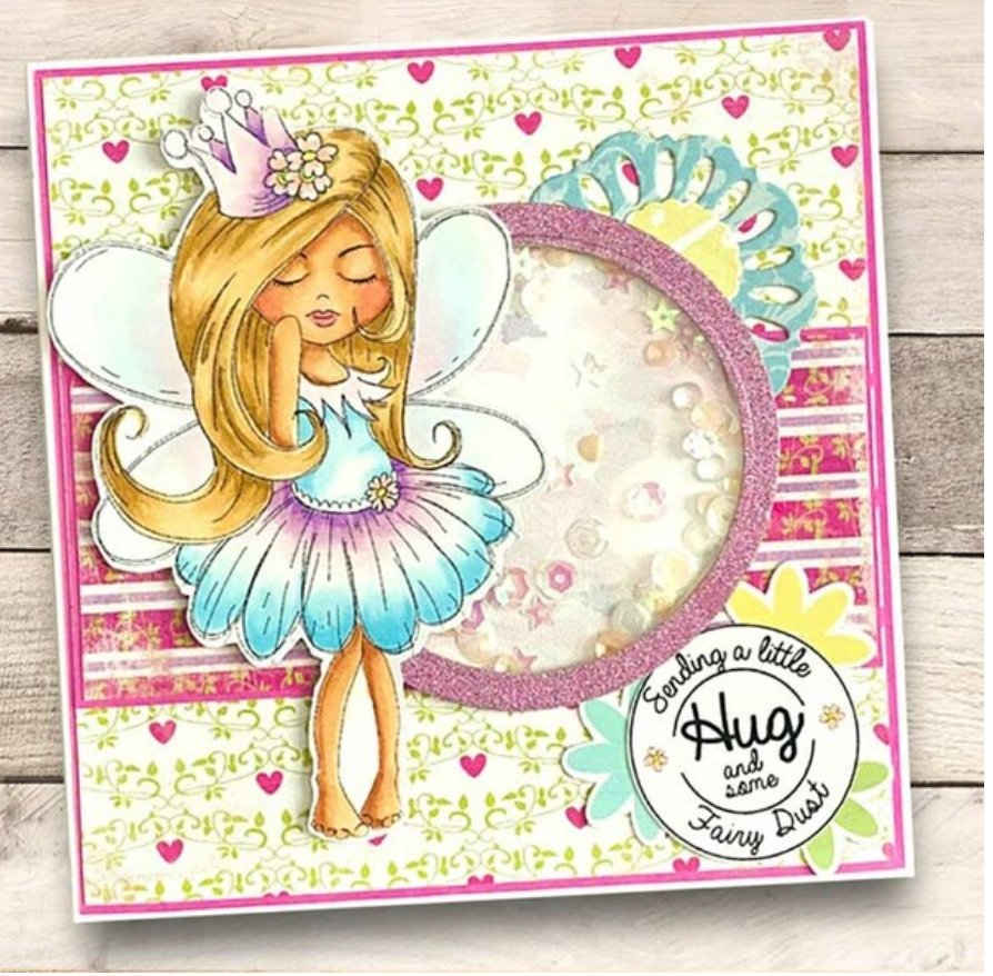 Polkadoodles - Serenity Fairy Princess Stamp - 3x2 Inch Polkadoodles