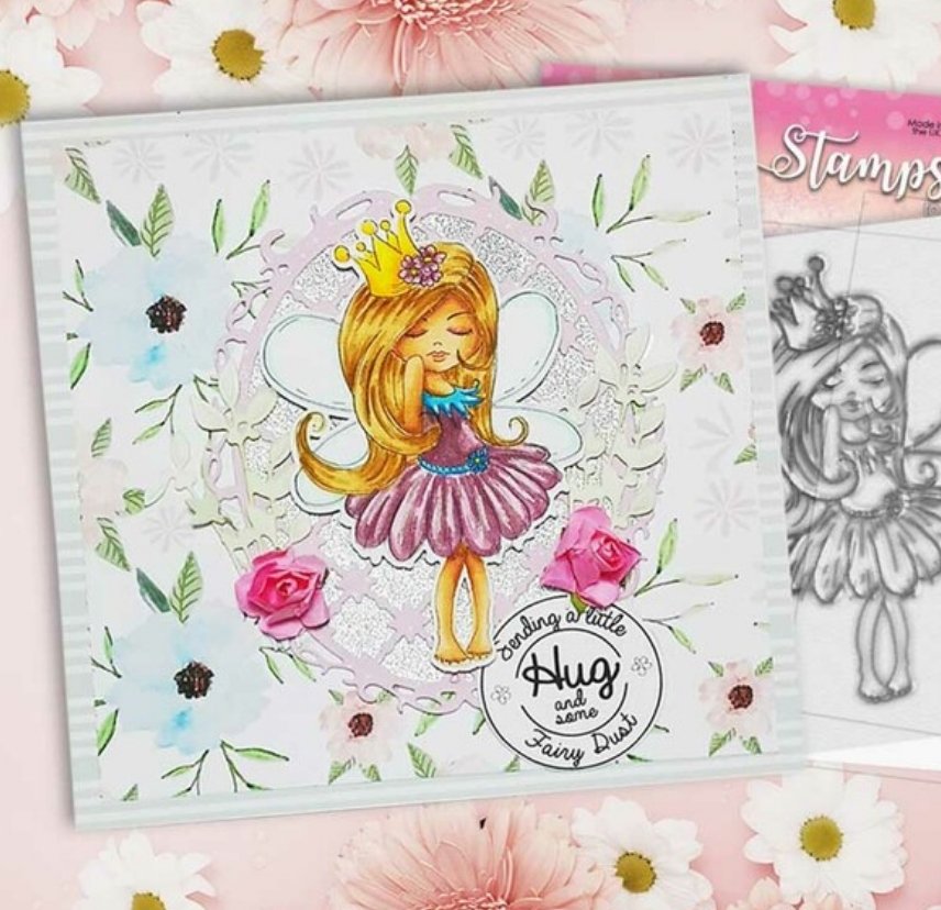 Polkadoodles - Serenity Fairy Princess Stamp - 3x2 Inch Polkadoodles