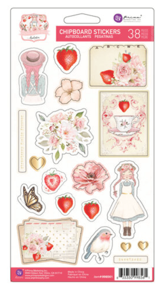 Prima Marketing - Strawberry Milkshake Collection - Chipboard Stickers - Messy Papercrafts