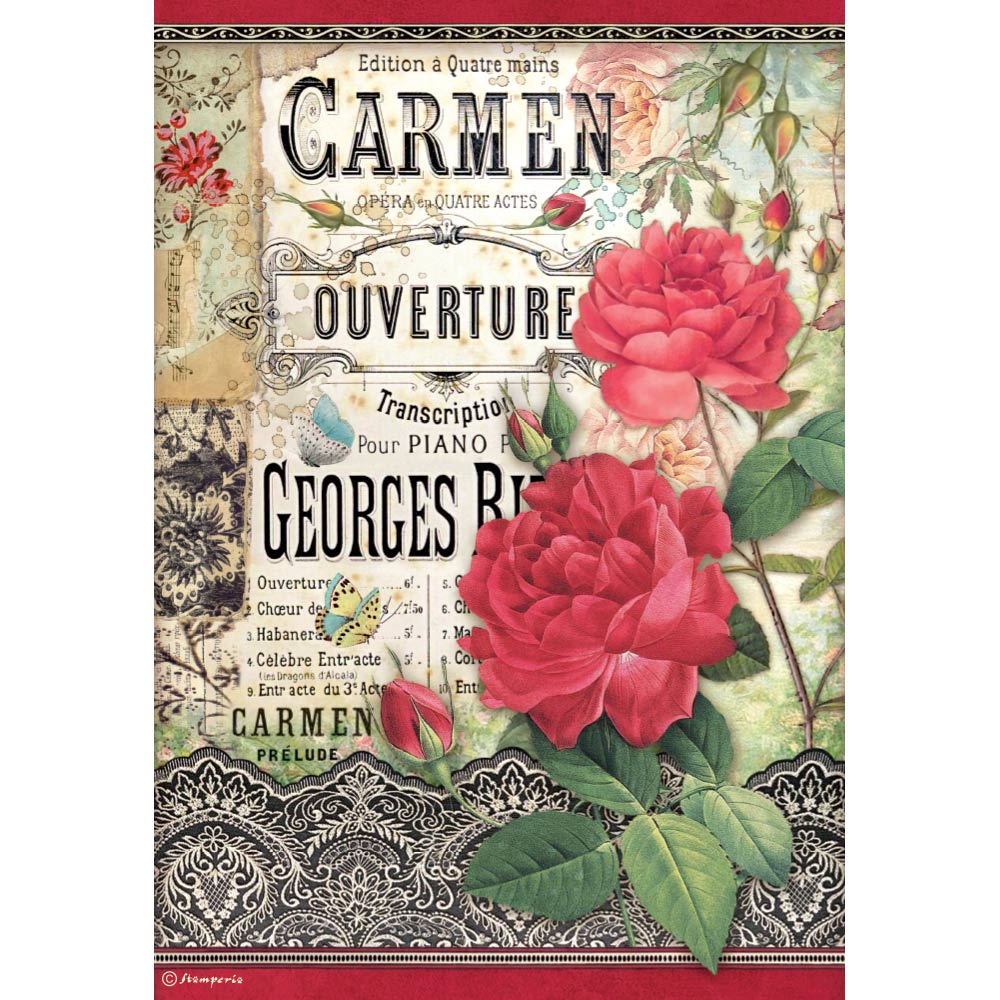 Stamperia - A4 Rice Paper - Desire - Carmen Overture - Messy Papercrafts