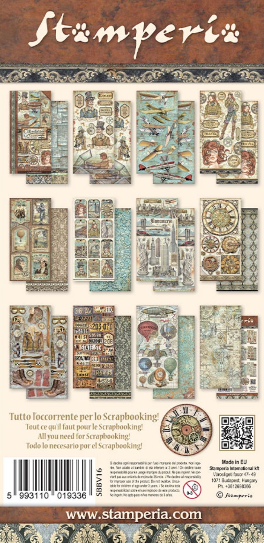 Stamperia - Collectables 10 sheets 15x30,5 (6”x12”) - Sir Vagabond Aviator Stamperia